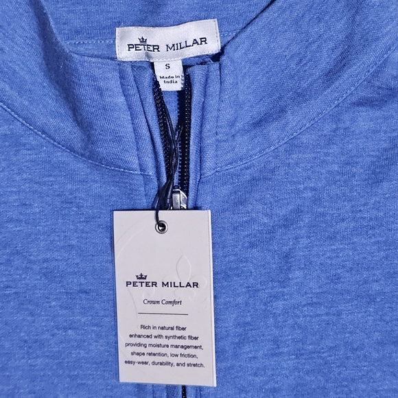 PETER MILLAR Comfort Interlock Quarter Zip Blue Pullover Sweater Mens Small - Picture 2 of 3